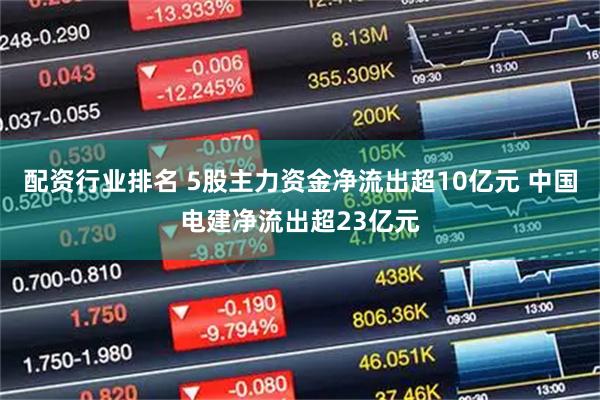 配资行业排名 5股主力资金净流出超10亿元 中国电建净流出超23亿元